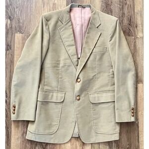 VINTAGE CORDUROY Mens Khaki Two Button Sport Coat‎ Suit Jacket/Blazer,36